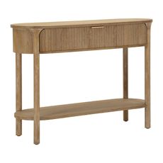 Estila Art deco oválny konzolový stolík Meer z hnedého dreva s drážkovanou štruktúrou a zásuvkou 120 cm