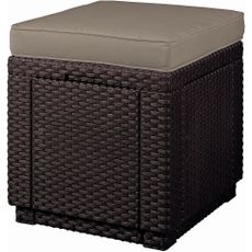 Deokork Záhradný ratanový taburet CUBE (hnedý) ZADARMO PODUŠKA
