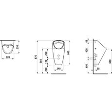 LAUFEN H8410610000001 - pisoár CAPRINO, vnútorný prívod, zadný odpad, keramika/b