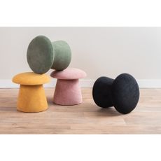 Svetloružový zamatový taburet Mushroom – Leitmotiv