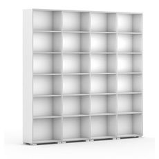 Knižnica SILVER LINE, 4 stĺpce, 2230 x 2400 x 400 mm, biela