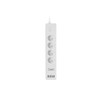 GETI Predlžovací prívod Smart GSS04, 4 zásuvky, 4x USB, Tuya