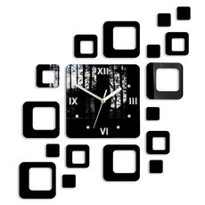 ModernClock 3D nalepovacie hodiny Roman Quadrat čierne