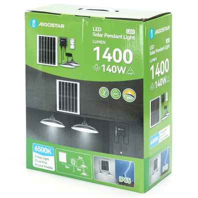 Aigostar - LED Solárny luster 2xLED/70W/12V 12000 mAh 6500K pr. 23,5 cm