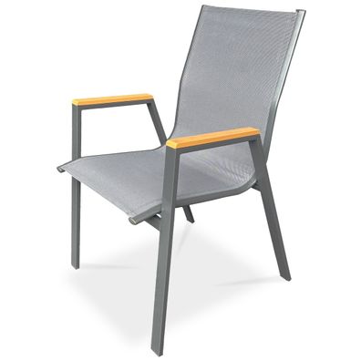 Autronic Záhradná stolička, kov, textil, sivá,AZC-S1050 GREY