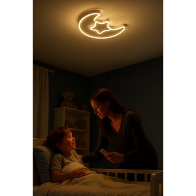 IKO LED stropná lampa s diaľkovým ovládačom – Mesiac s hviezdou