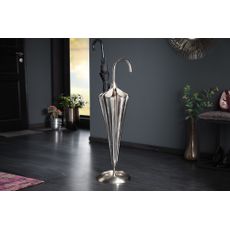 Estila Art-deco dizajnový kovový stojan na dáždniky Rociada striebornej farby v tvare dáždnika 91cm