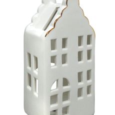 Mondex Since 1986R Vánoční keramická lucerna HYTTE VI 16,8 cm bílá