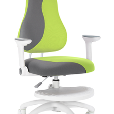 Detská rastúca stolička Neoseat KINDER WHITE PLUS — látka, šedá / zelená