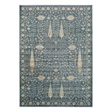 Modrý koberec z viskózy Universal Vintage Flowers, 160 x 230 cm