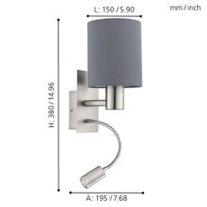Eglo 96479 - LED Flexibilné svietidlo PASTERI 1xE27/40W+LED/3,8W šedá