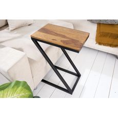 Estila Dizajnový moderný príručný stolík Dahle z masívu sheesham s čiernou kovovou podstavou 60cm