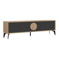 TV stolík v dekore duba v čierno-prírodnej farbe 180x51 cm Vae – Marckeric