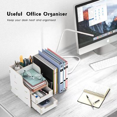 DIY organizér na dokumenty a písacie potreby s 2 zásuvkami biely B21 Biela