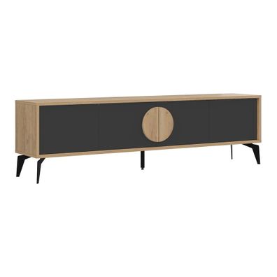 TV stolík v dekore duba v čierno-prírodnej farbe 180x51 cm Vae – Marckeric