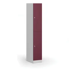 Šatníková skrinka s úložnými boxmi, 2 boxy, 1850 x 300 x 500 mm, cylindrický zámok, červené dvere