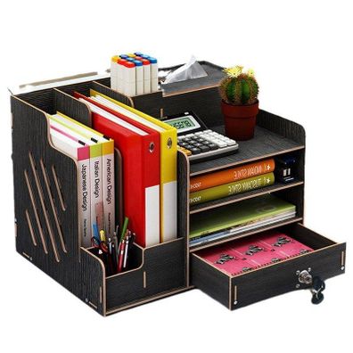DIY organizér na dokumenty s uzamykateľnou zásuvkou čierny 137-2 Čierna