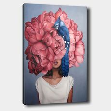 Wallity Obrázok WOMAN WITH PEONY 50x70 cm ružový
