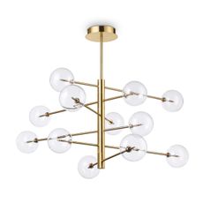 Ideal Lux - LED Luster na tyči EQUINOXE 12xG4/2W/230V pr. 124 cm mosadz/číra