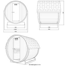 Vonkajšia sudová sauna LAHTI L - 195 x 180 cm pre 4 osoby