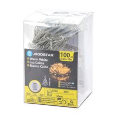 Aigostar -LED Vonkajšia vianočná reťaz 100xLED/8 funkcií 3xAA 10,3m IP44 teplá biela