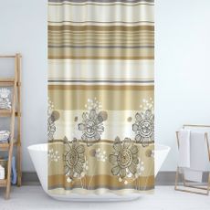 Bellatex Sprchový záves Kvety béžová, 180 x 200 cm