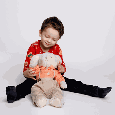 Plyšový medvedík, smotanová/oranžová, 45cm, MADEN BOY TYP1