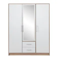 Šatník Smart 150 cm, dub sonoma / biela, zrkadlo