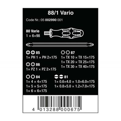 Wera 002990 Sada obojstranných skrutkovacích nožov KK 88/1 Vario (11 kusov)
