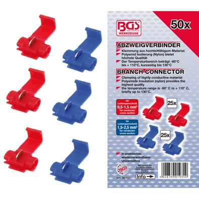 Súprava odbočovacích spojok BGS 80757 | 50dielna