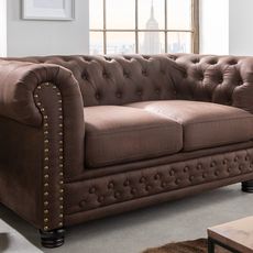 Estila Chesterfield jedinečná hnedá dvojsedačka Loungrre s vkusným prešívaním 150cm