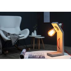 Estila Moderná industriálna stolná lampa Cement Structure so sivou atypickou nohou s betónovým dizajnom a odhalenou žiarovkou 30 cm