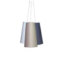 Estila Dizajnová moderná trojitá závesná lampa Treicolor v sivej a modrej fabre v kužeľovom tvare z textilu 40 cm