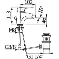 JIKA H3411U10041111 - Bidetová batéria + výpusť bez pretečenia DEEP 11,3 cm chró