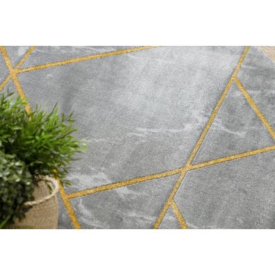 Dywany Łuszczów , Kusový koberec Emerald geometric 1012 grey and gold kruh, 120x120 (priemer) kruh, šedá, chodba / predsieň