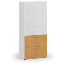 Skriňa so zásuvkami pre závesné zložky PRIMO WHITE, 1781 x 800 x 420 mm, biela/buk