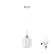 LED závesné svietidlo na lanku HARMA 1xE27/60W/230V pr. 20 cm matný chróm/biela