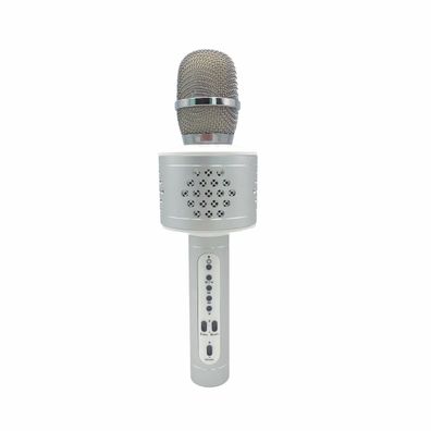 Teddies Mikrofón karaoke Bluetooth, strieborná, na batérie, s USB káblom