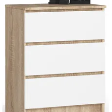 Ak furniture Komoda Kuba 60 cm - 3 zásuvky dub sonoma/biela