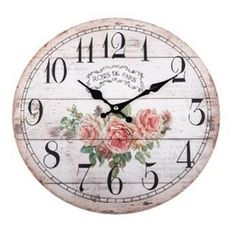 Nástenné hodiny Paris roses, pr. 34 cm, drevo