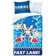 Súprava posteľnej bielizne Ježko Sonic - motív Fast lane - 100% bavlna - 70 x 90 cm + 140 x 200 cm