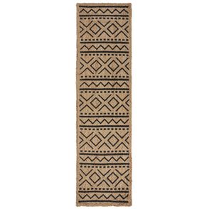 Flair Rugs koberce Behúň Printed Jute Luis Natural/Black - 60x230 cm