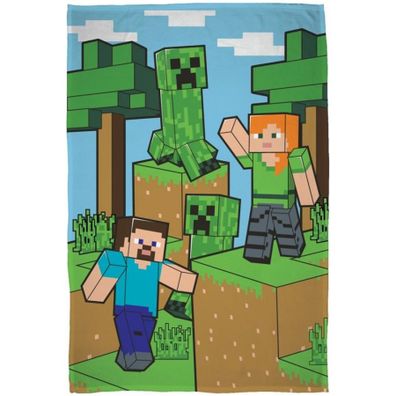 Fleecová deka Minecraft - motív Alex a Steve - Polar fleece - 100 x 150 cm