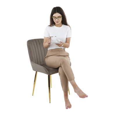 KONDELA Perlia jedálenská stolička sivohnedá (taupe) / zlatá