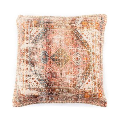 Estila Štýlový etno vankúš Imre Orange s bavlneným poťahom oranžovej farby s ornamentálnym zdobením 45cm