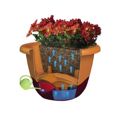 Samozavlažovací kvetináč Mareta 30 hnedá, závesný, Plastia, pr. 30 cm
