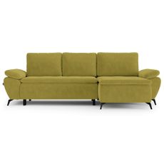 HOMEDE Rohová rozkladacia pohovka Gena horčicová pravá, velikost 90x152/109x285