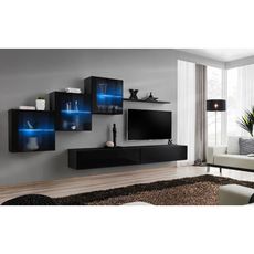 Obývacia stena Switch XIX Sklo +LED čierna