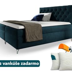 Wilsondo Čalúnená boxspring manželská posteľ Guliette s matracom - tmavomodrá Rozmer: 200x200