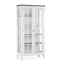 Estila Klasická luxusná vitrína Blanc z masívneho dreva mindi v bielej farbe so sklenenými dvierkami 190cm